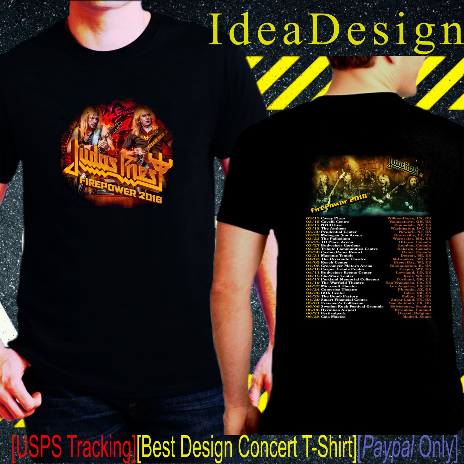 Judas Priest Fire Power Tour Dates 2018 Black Concert T-Shirt S to 3XL Sizes PR207