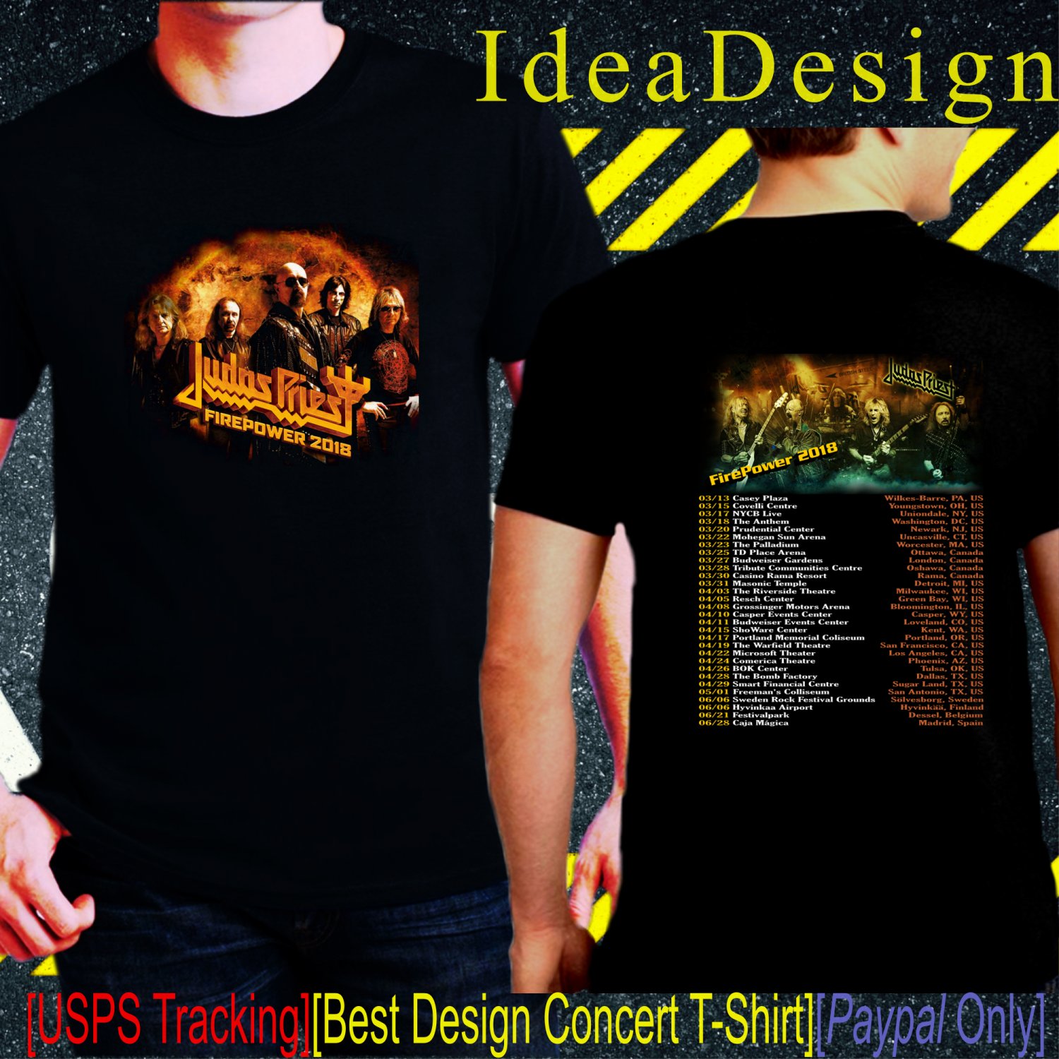 Judas Priest Fire Power Tour Dates 2018 Black Concert T-Shirt S to 3XL Sizes PR209