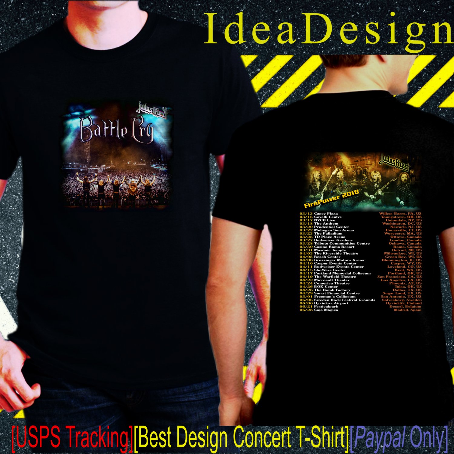 Judas Priest Fire Power Tour Dates 2018 Black Concert T-Shirt S to 3XL Sizes PR210