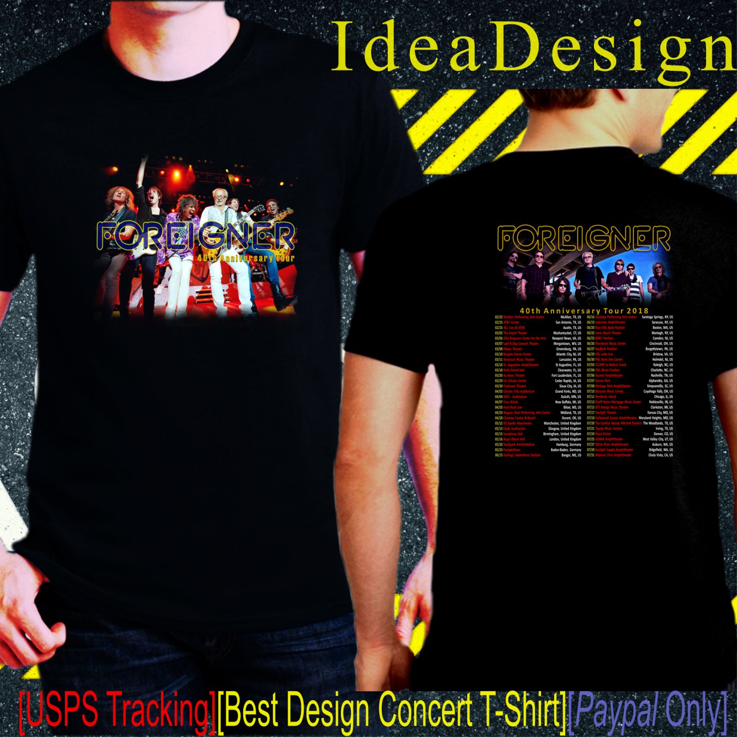 Foreigner Band Tour Dates 2018 Black Concert T-Shirt S to 3XL Sizes F01