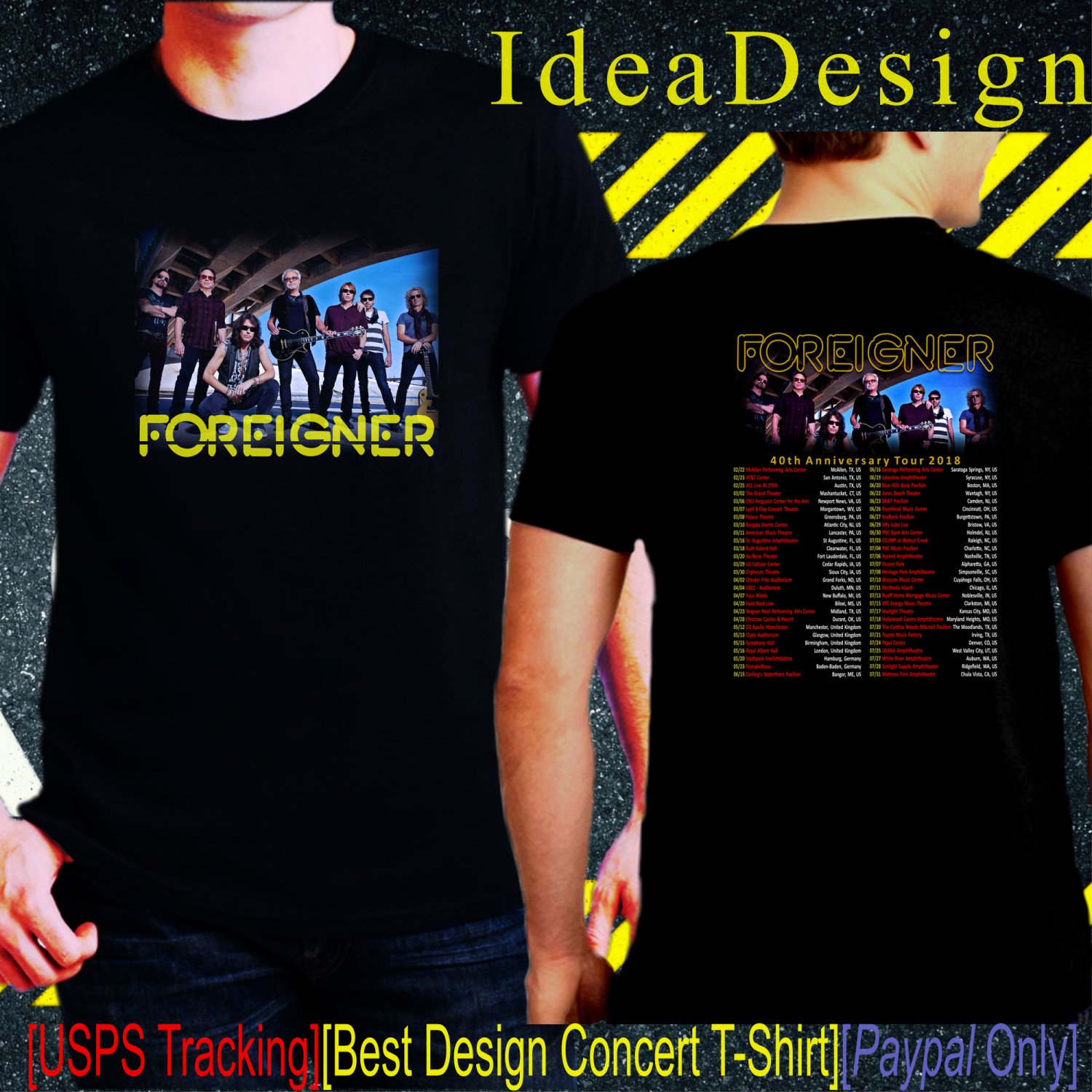 Foreigner Band Tour Dates 2018 Black Concert T-Shirt S to 3XL Sizes F03