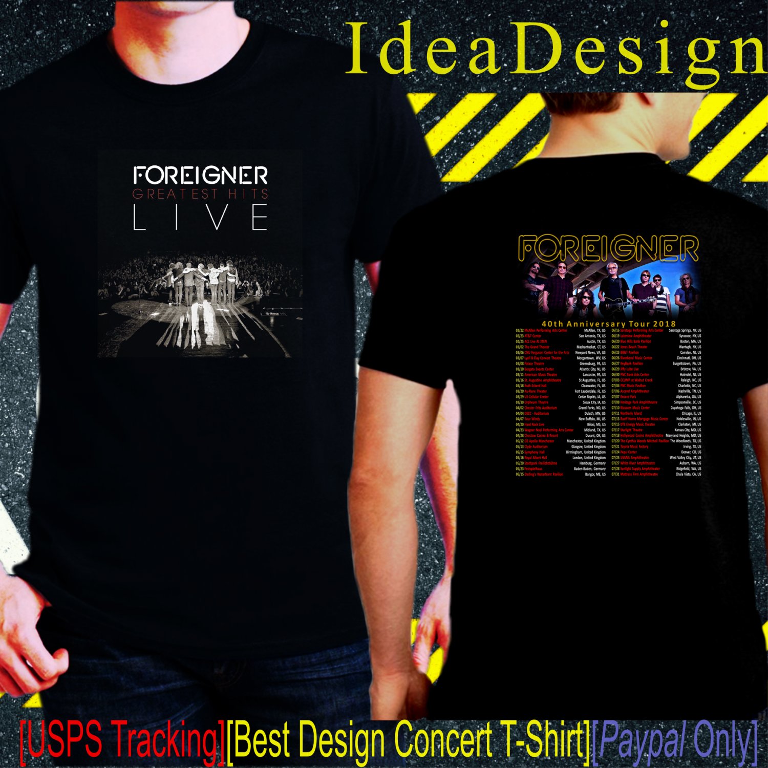 Foreigner Band Tour Dates 2018 Black Concert T-Shirt S to 3XL Sizes F07