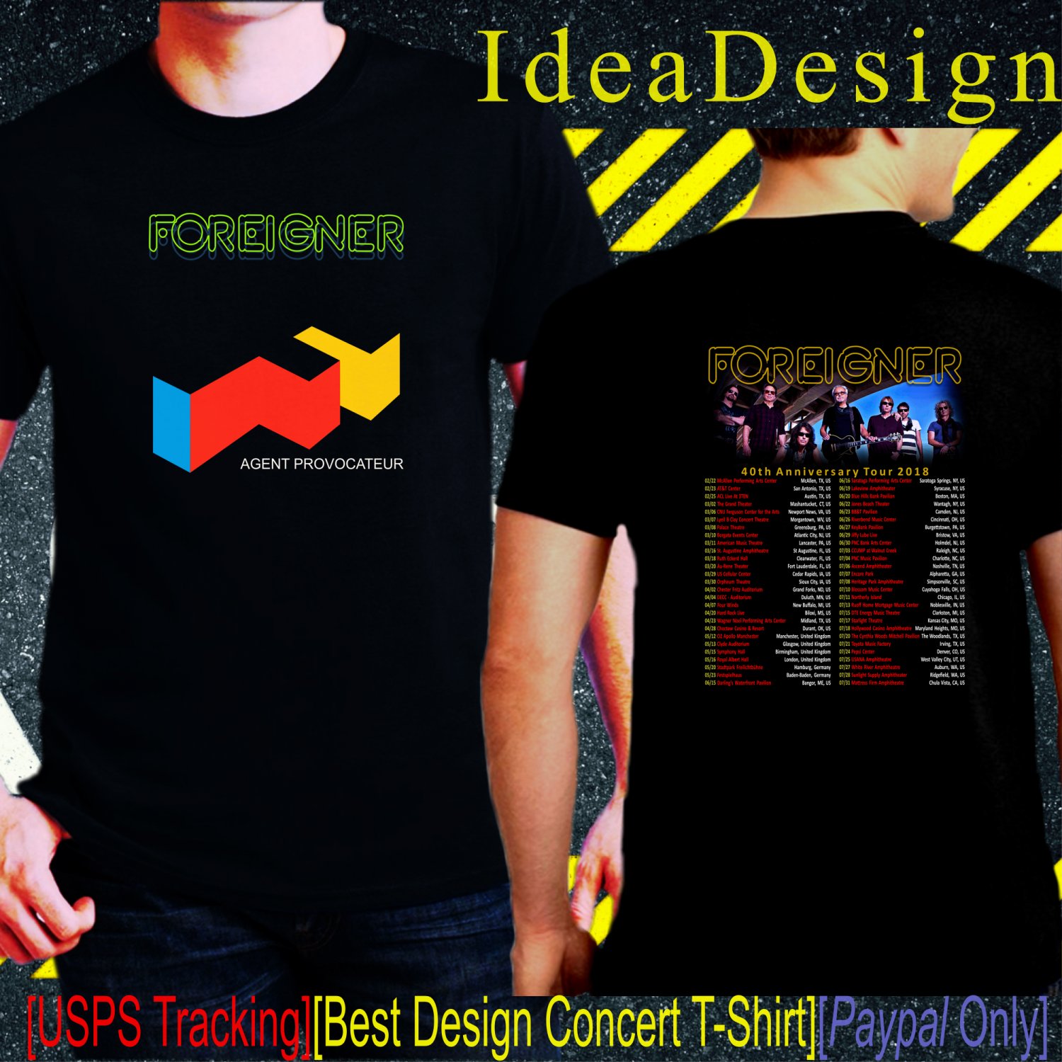 Foreigner Band Tour Dates 2018 Black Concert T-Shirt S to 3XL Sizes F09