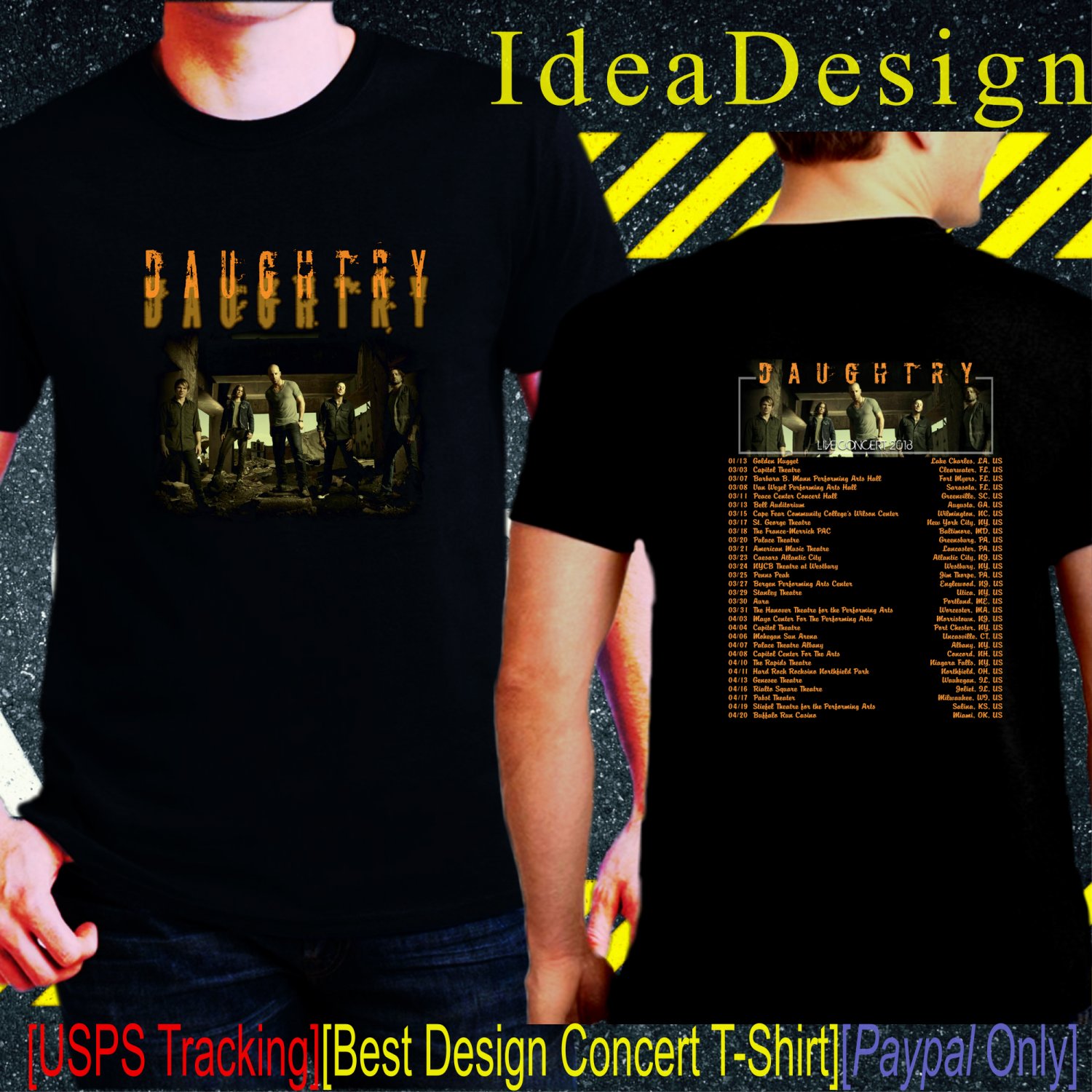 Daughtry-Shirt-Tour-Dates-2018-Black-Concert-T-Shirt-S-to-3XL-Sizes-D201
