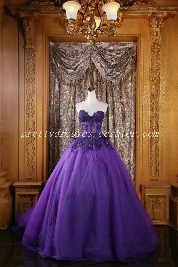 Pretty Violet Blue Ball Gown Quinceanera Dress With Lace