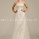 Beautiful A-line Strapless Lace Wedding Dress With Beads