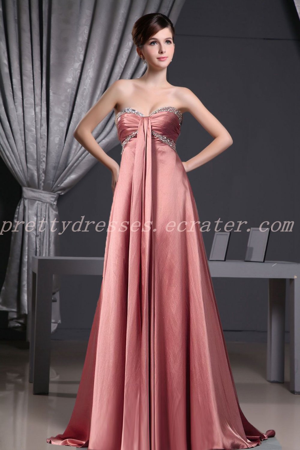 Stunning Empire Full Length Dusty Rose Formal Maternity Evening Dress