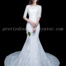 Half Sleeves Mermaid/Trumpet Lace Wedding Dress Luxurious