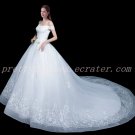 Impressive Off Shoulder Princess Ball Gown Bridal Dress With Big Train