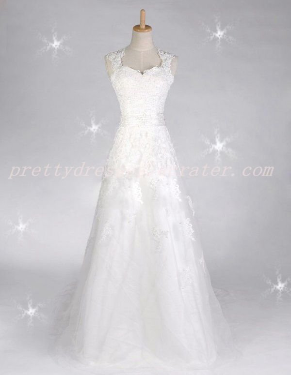 Grecian Straps Full Length Lace Wedding Dress