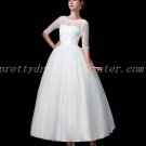 Vintage Tea Length Half Sleeves 1950's Wedding Dress