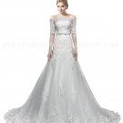 Stunning Off Shoulder Short Sleeves A-line Lace Wedding Dress