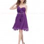 Cute One Shoulder Plum Short Bridesmaid Dress
