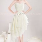 Beautiful Sage Chiffon High Low Prom Dress With Diamond