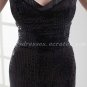 Modern V-Neckline Tea Length Black Prom Dress With Sequins