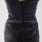 Modern V-Neckline Tea Length Black Prom Dress With Sequins