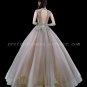 High Neckline Cap Sleeves Princess Lace Wedding Dress