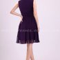 V-Neckline Knee Length Purple Chiffon Bridesmaid Dress