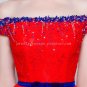 Attractive Off Shoulder Red Wedding Dress With Royal Blue Beads