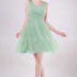 V-Neckline Sage Colored Chiffon Junior Bridesmaid Dress