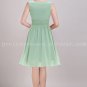 V-Neckline Sage Colored Chiffon Junior Bridesmaid Dress