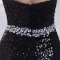 Decent Sweetheart A-line Black Sequined Prom Dress With Rhinestones