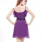 Lovely Spaghetti Straps Short Length Purple Bridesmaid Dress