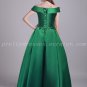 Pretty Off Shoulder Hunter Green Bridesmaid Dress With Belt