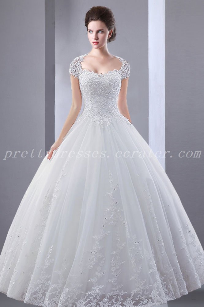 Keyhole Back Ball Gown Lace Wedding Dress
