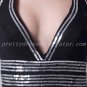 Sexy V-Neckline Black And Silver Knee Length Prom Dress