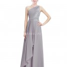 Pretty One Shoulder Silver Gray Bridesmaid Dress For Summer Wedding