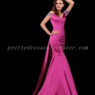 Sexy Open Back Off Shoulder Hot Pink Evening Dress