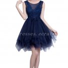 Scoop Neckline Tutu Mini Length Dark Navy Homecoming Dress