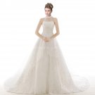 Stunning Top Halter Ivory Princess Wedding Dress With Lace Appliques