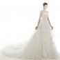 Stunning Top Halter Ivory Princess Wedding Dress With Lace Appliques