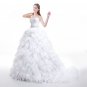 Classic Heavy Ruffled Organza Wedding Dress With Handmade Beads Belt