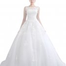 Stunning Bateau Neckline Princess Ball Gown Wedding Dress With Lace