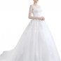 Stunning Bateau Neckline Princess Ball Gown Wedding Dress With Lace
