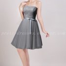 Strapless Short Length Dark Grey Homecoming Dress With Sash