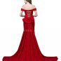Charming Off Shoulder Red Formal Evening Dresses With Beads