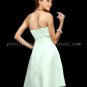 Simple Short Length Sage Colored Satin Bridesmaid Dress