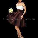 Cute White And Brown Short Bridesmaid Dress