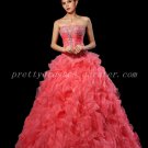 Exclusive Watermelon Colored Quinceanera Dress With Rhinestones