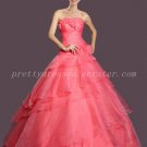 Strapless Ball Gown Full Length Watermelon Sweet 15 Dresses