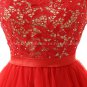 Scoop Neckline Cute Red Lace Graduation Dress