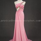 One Shoulder A-line Pink Evening Dress Hollowed-Out