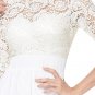 V-Back 3/4 Sleeves Full Length Bohemian Beach Wedding Dress