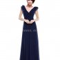 Decent V-Neckline Column Dark Navy Bridesmaid Dress With Frills