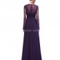 Long Sleeves V-Neckline A-line Purple Mother Of The Bride dress With Lace