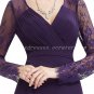 Long Sleeves V-Neckline A-line Purple Mother Of The Bride dress With Lace